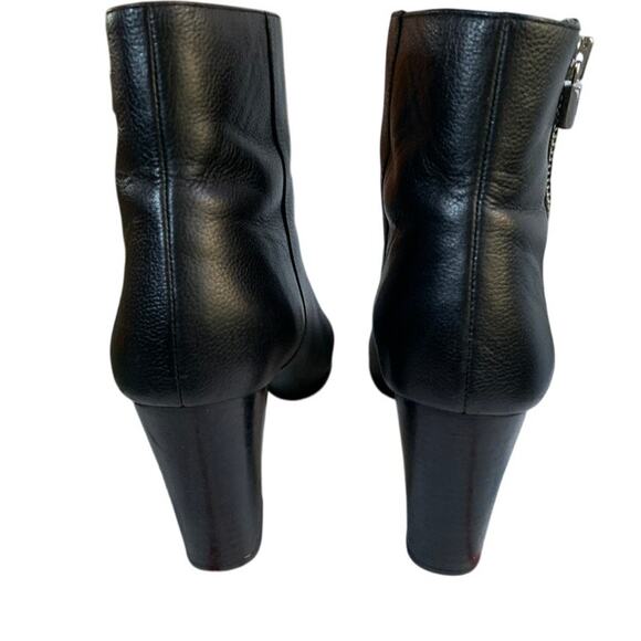 Black Leather Michael Kors Margaret Stacked High Heel Bootie Size 8 - Picture 6 of 10